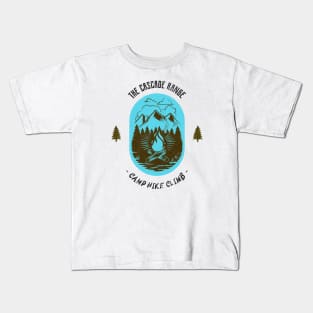 The Cascade Range Camp Hike Climb - Blue Kids T-Shirt